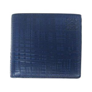 Loewe Navy Logo Embossed Bi-fold Leather Wallet